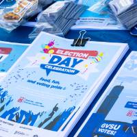 stacks of GVSU Votes! pluggers